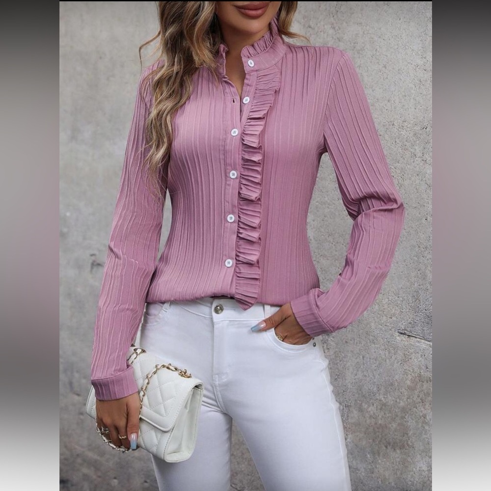 Elegant Pink Ruffled Women's Top